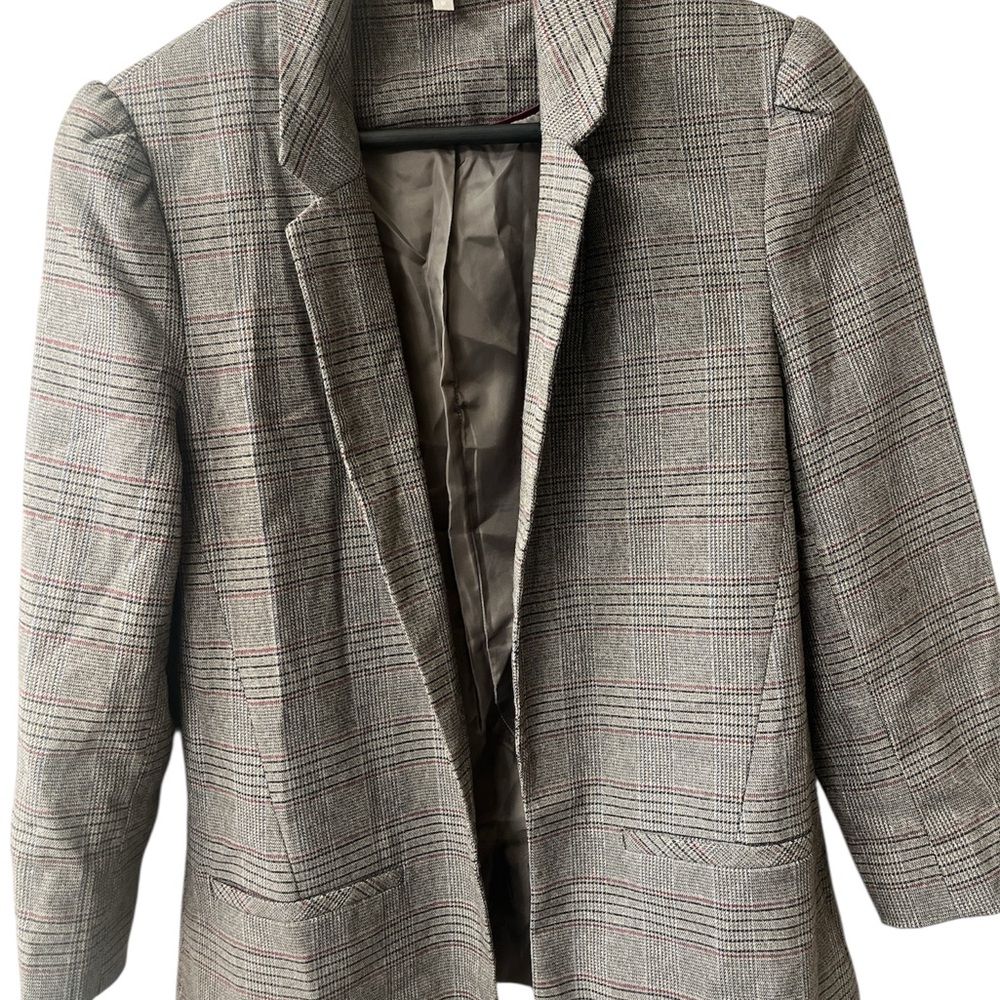 Elegant Gray Plaid Blazer and pant set